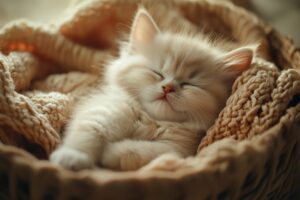 Filhote de gato dormindo.
