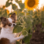 Plantas Pet Friendly: Cachorro perto de girassol.